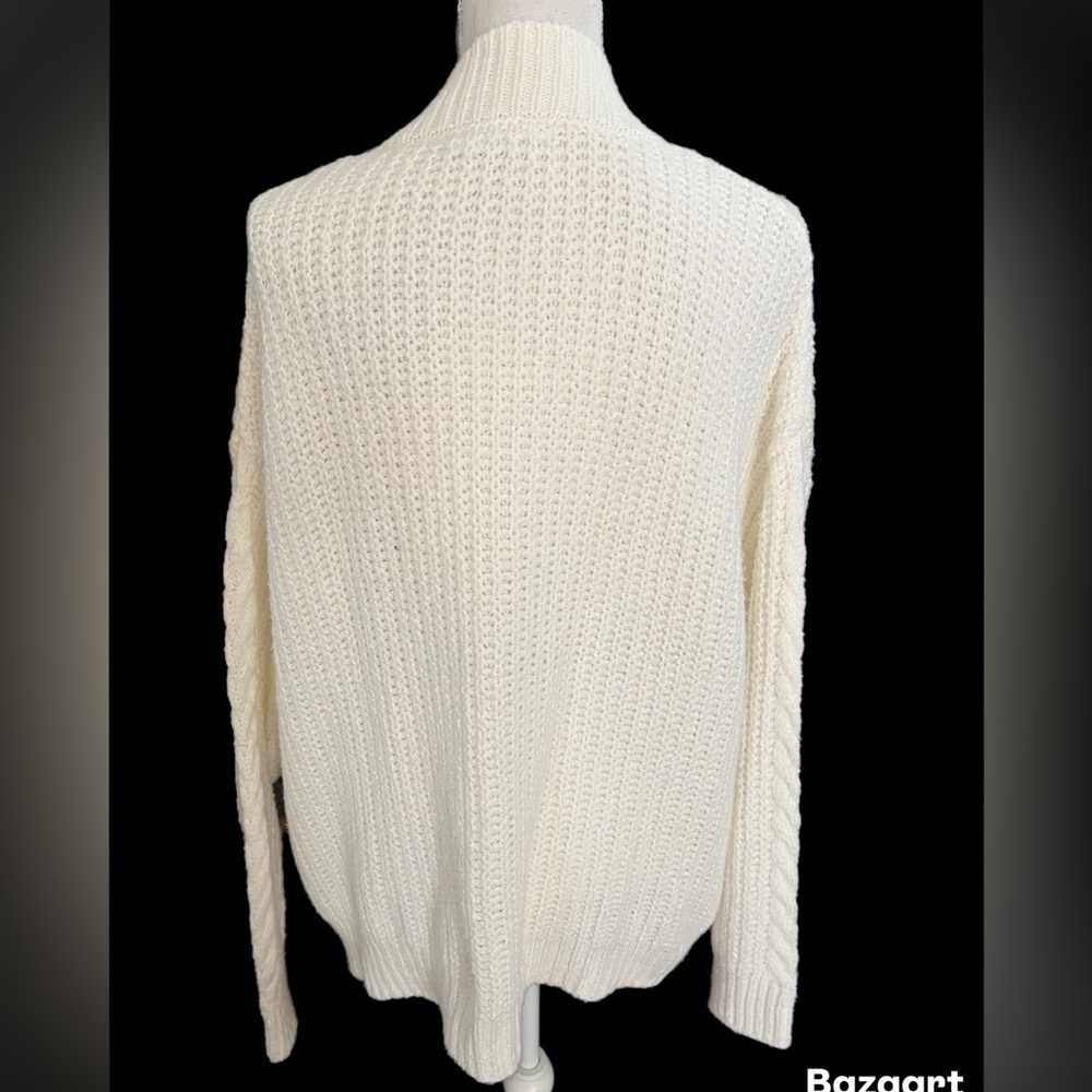 Time and Tru Women's Mix Stitch Sweater, Winter White, Size XL - Picture 4 of 5